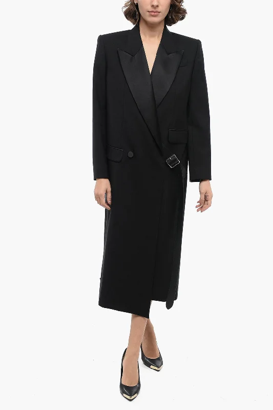 Redefining Women's Fashion Alexander Mcqueen Double-Breasted Wool Blend Coat With Buckle Detail