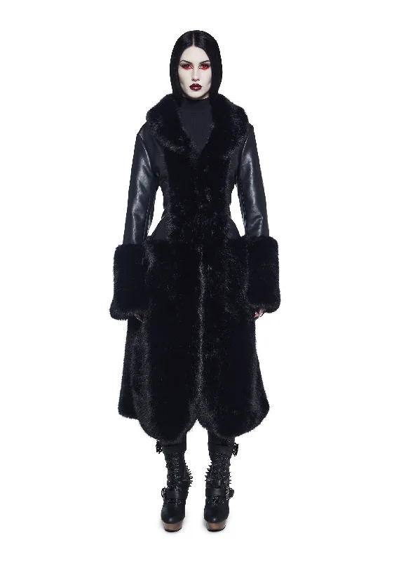 Charming Silhouette Dark Gift Faux Fur Coat