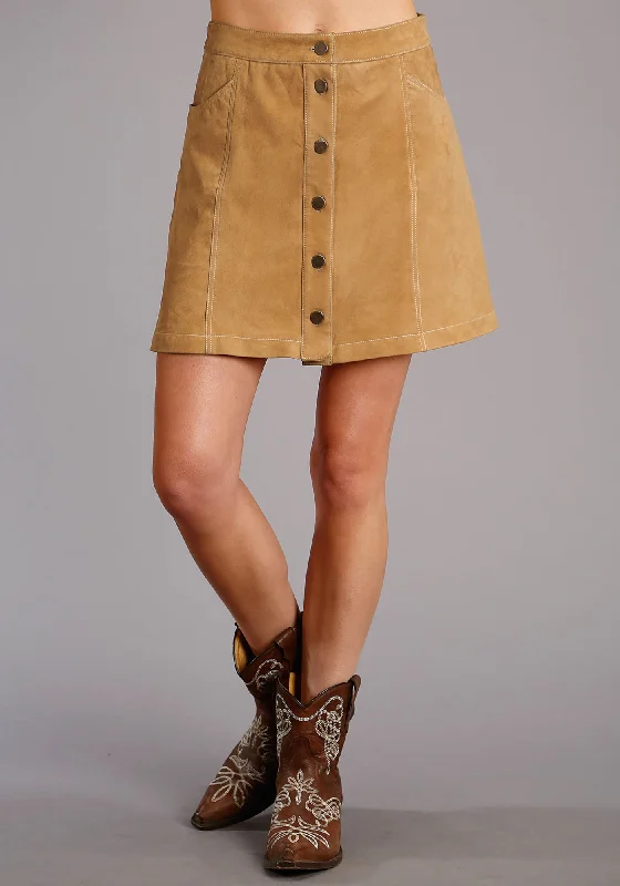 Huge Savings On Parisian Styles Stetson Womens Saddle Brown Lamb Leather Suede Skirt