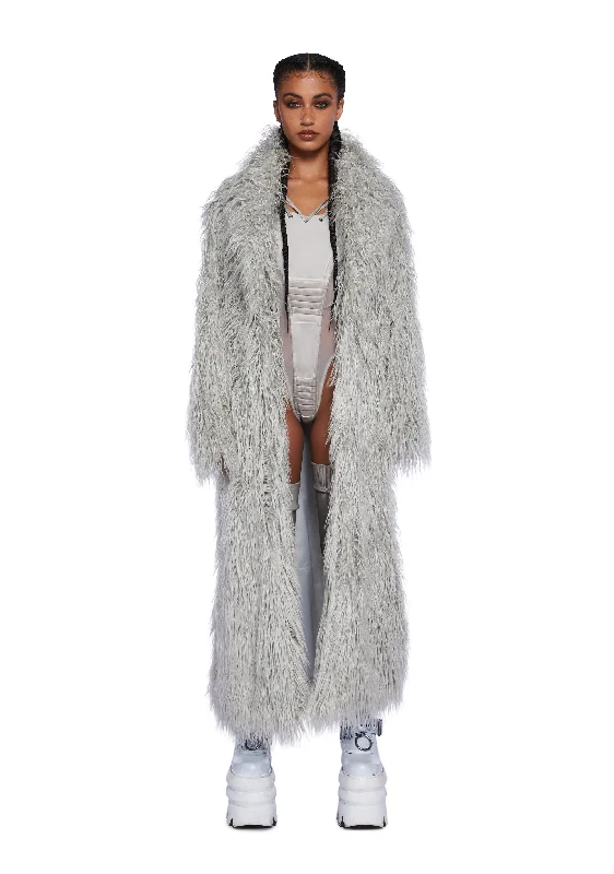 Holiday Glam Astro Arctic Faux Fur Coat - Gray