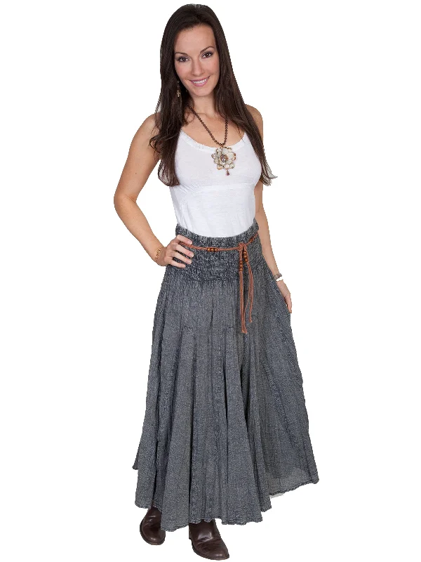 Top Brand Discounts Scully Womens Vertical Panel Full Length Charcoal 100% Cotton Skirt