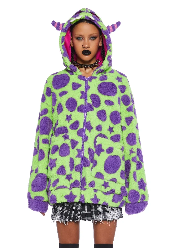 Early Access To Art Deco Styles Sale Cuddly Monster Hooded Sherpa Jacket