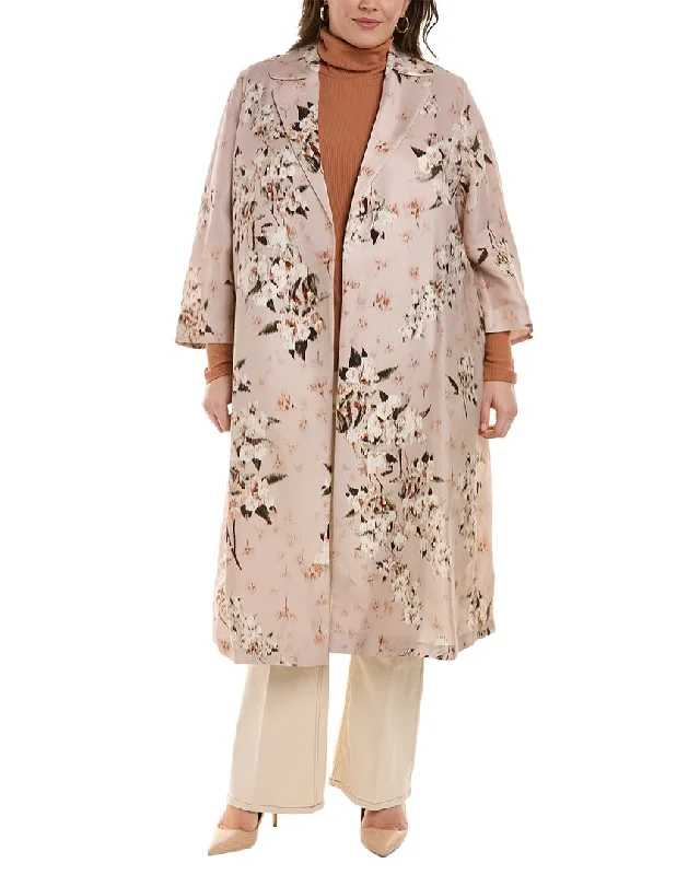 The Epitome Of Modern Women's Fashion Marina Rinaldi Plus Tigrotto Silk-Blend Overcoat