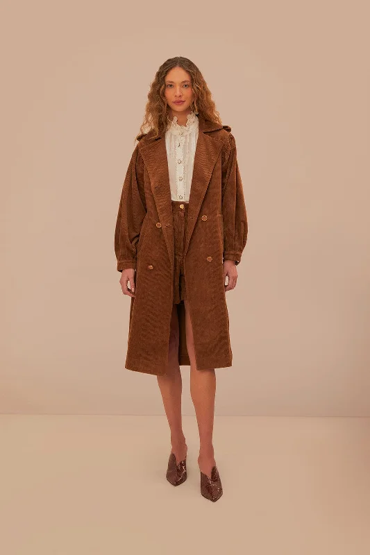 Luxury Fashion Caramel Corduroy Trench Coat