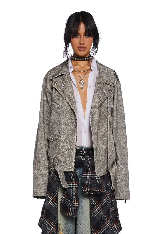 Chic Outfits Live Thru This Acid Wash Moto Jacket