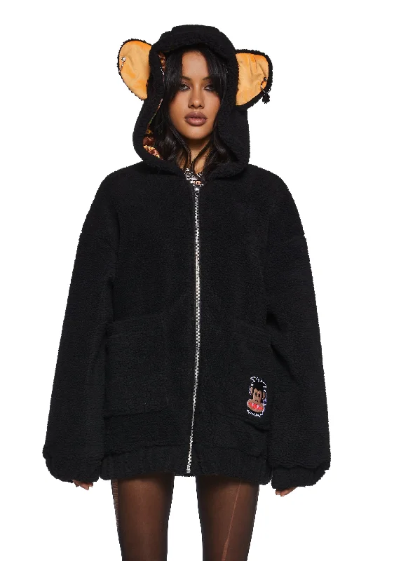 Classic Timeless Elegant Style Rockstar Julius Hooded Sherpa Jacket