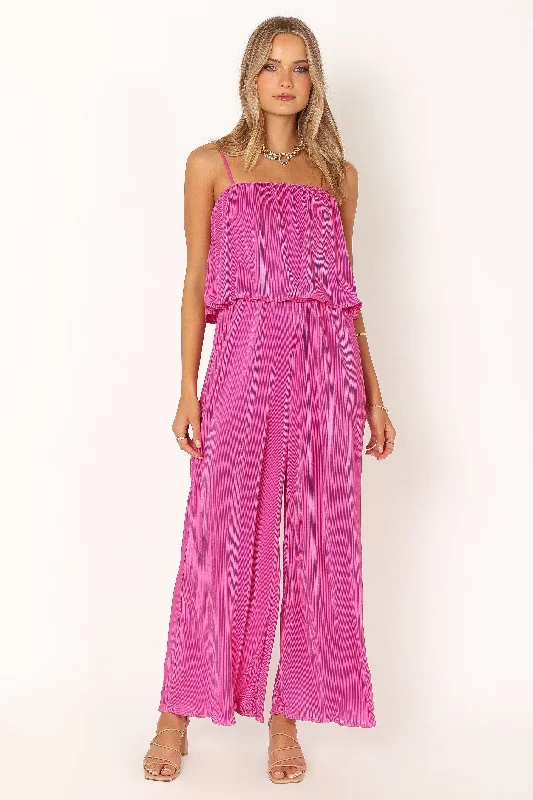 Luxe Women's Apparel Jillian Plisse Jumpsuit - Orchid