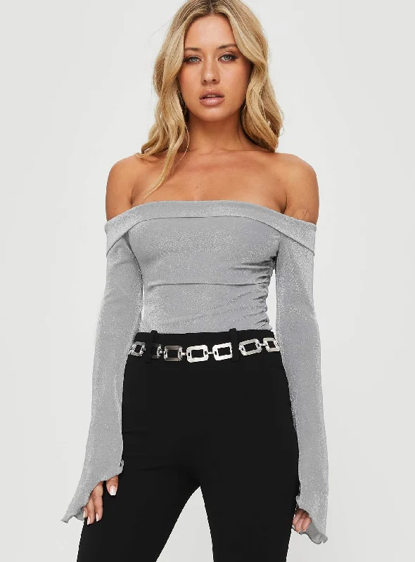 Embrace New Fashion Tullo Off The Shoulder Bodysuit Grey