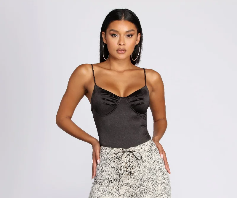 Seasonal Fashion Run Away With Me Satin Bodysuit