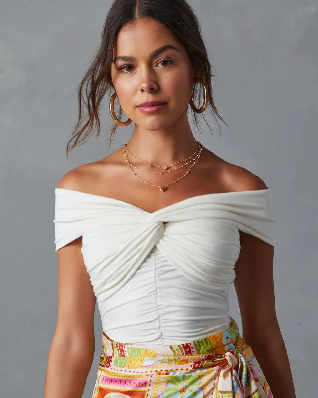 Elevated Style Trisha Off The Shoulder Ruched Bodysuit