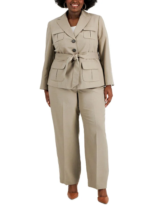 Casual Fashion Plus Womens 2PC Polyester Pant Suit