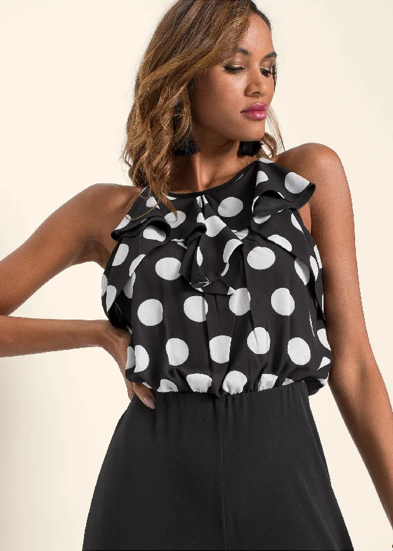 Budget Saver Polka-Dot Jumpsuit - Black & White