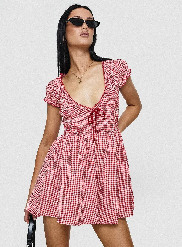 Limited Time Offers Wescott Gingham Playsuit Red / White