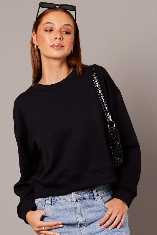 Artful Design Black Crop Sweater Long Sleeve Oversized