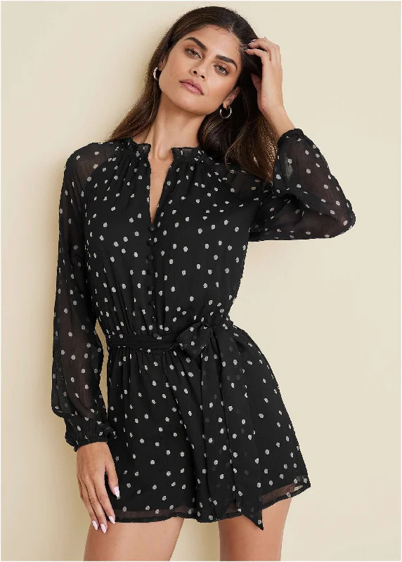 New Season Fashion Preview Sale Crinkle Chiffon Romper - Dolce Vita Dot