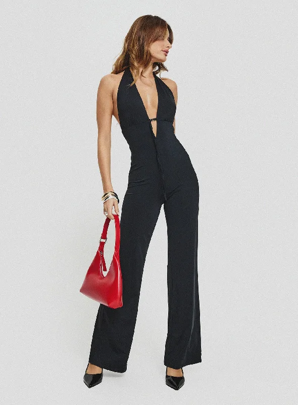 Fashion-Forward Rinaldi V Neck Jumpsuit Black