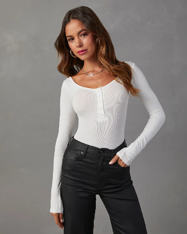 Exclusive Designer Collection Venus Ribbed Knit Henley Bodysuit