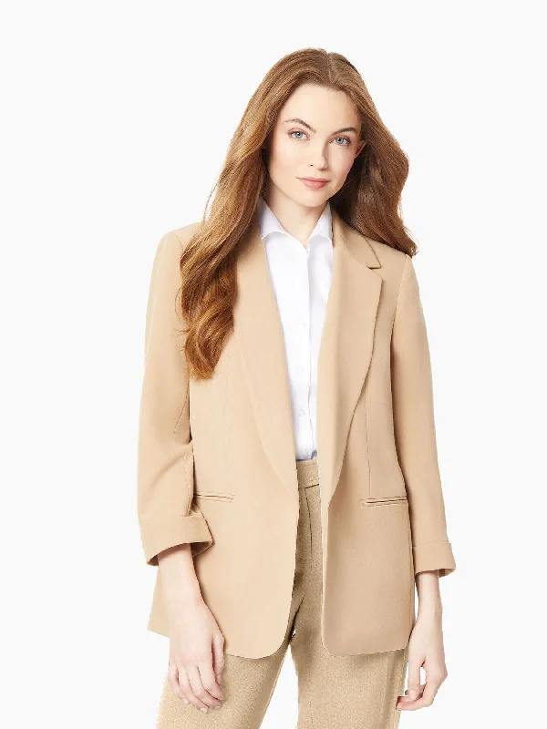 Top Deals Notch Collar Rolled Cuff Bi-Stretch Blazer