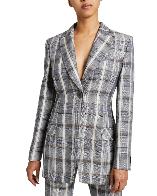 Bold Patterns Santorelli Nelli Single-Button Linen-Blend Jacket