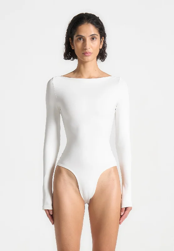 Fashion Deal Éternelle Boat Neck Bodysuit - White