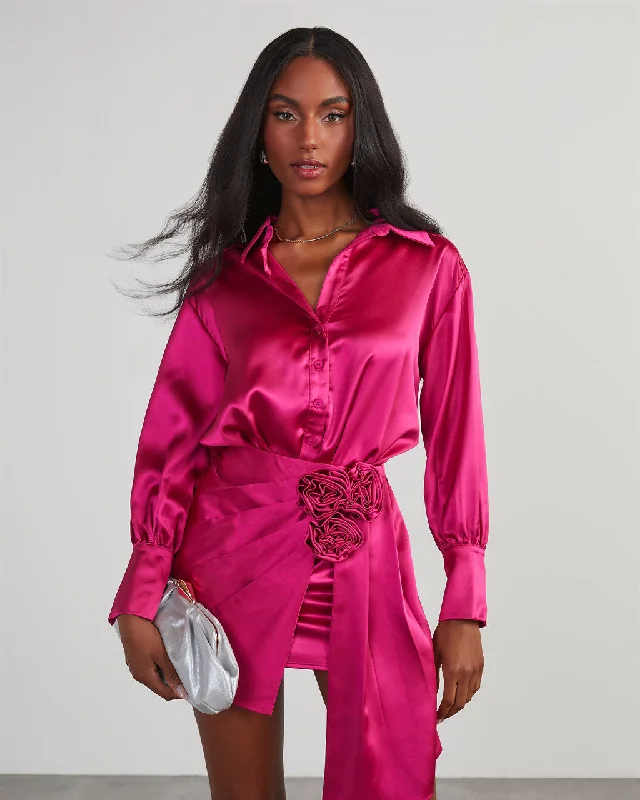 Limited Stock, Big Discounts Office & After Dark Satin Button Up Bodysuit