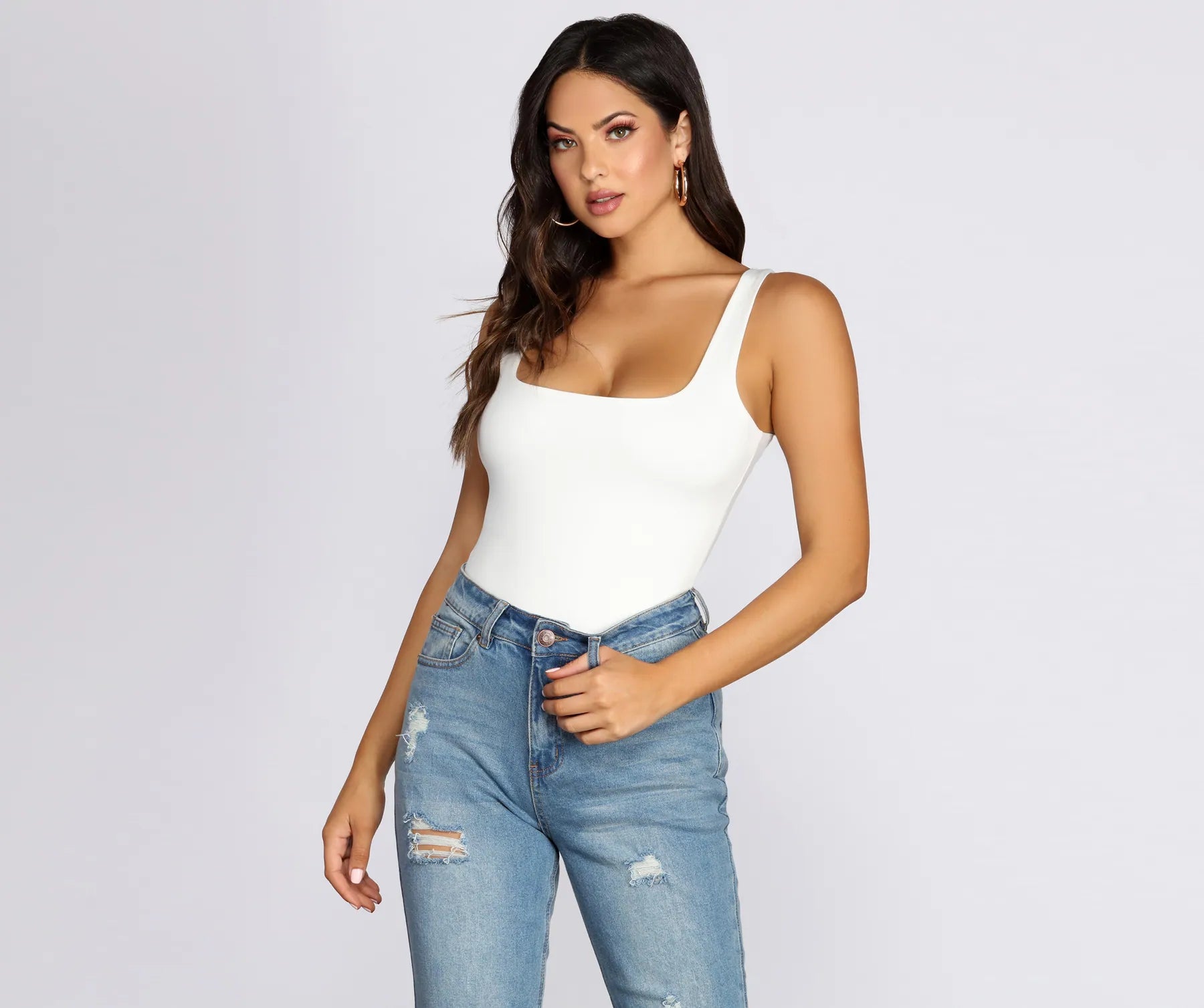 Limited Time Flash Sale Square Neck Tank Bodysuit