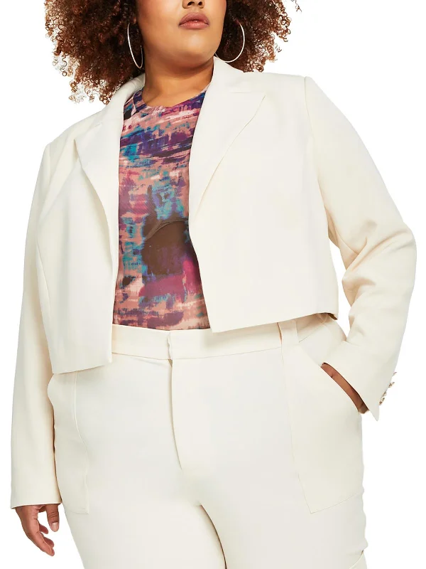 Seasonal Trends Plus Womens Crepe Open-Front Blazer