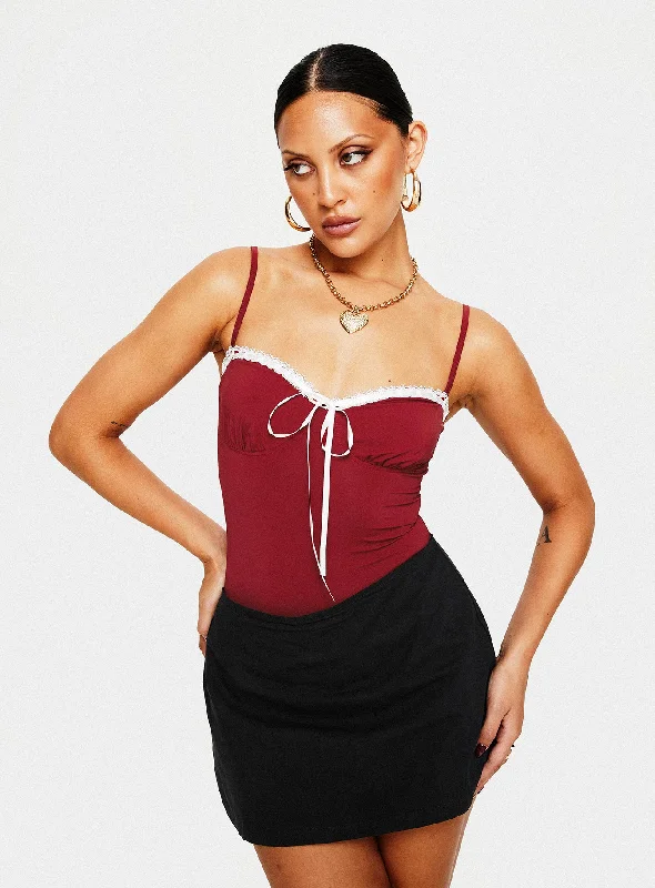 Hot Brand Discounts Damsel Bodysuit Burgundy