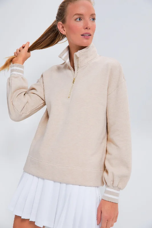 Save On Classic Elegant Styles Heathered Oatmeal Carlson Quarter Zip