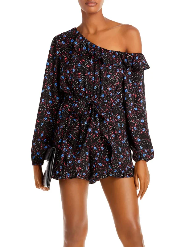 Casual Weekend Relaxed Style Womens Ruffled Stretch Romper