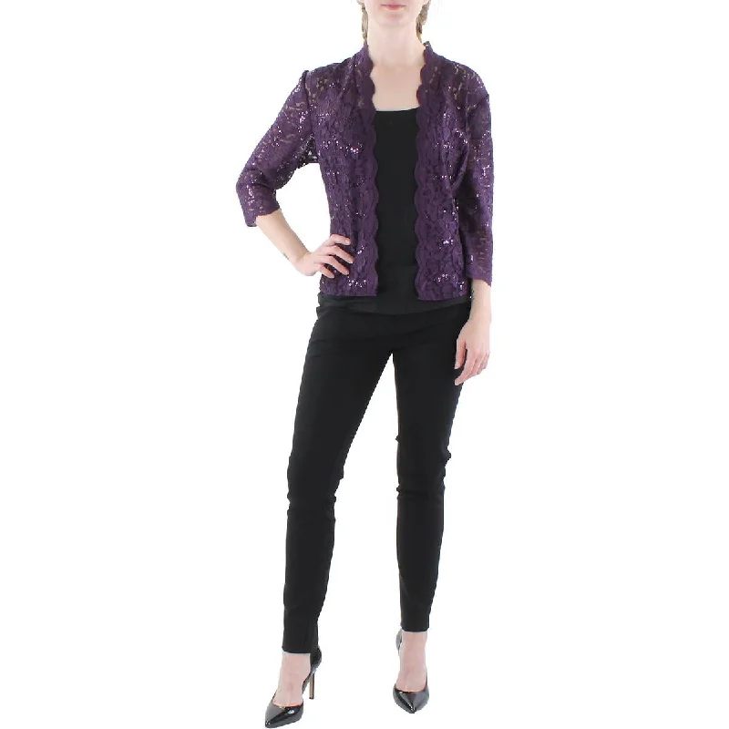 Effortless Style, Endless Impact Petites Womens Lace Sequin Bolero