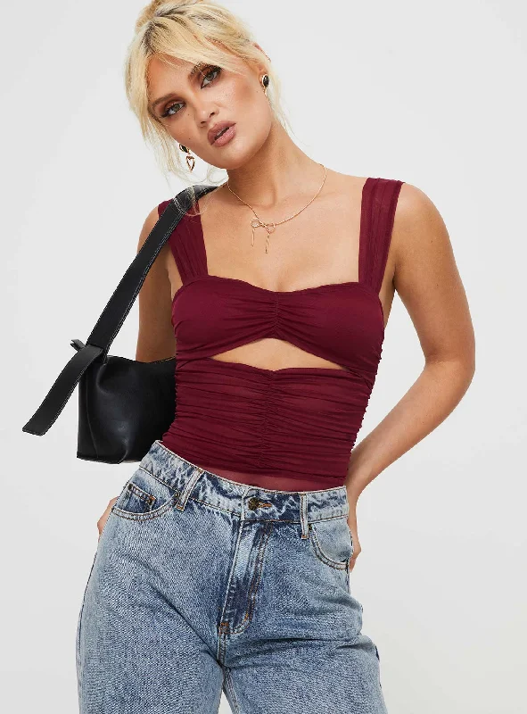 Chic And Trendy Kalmia Bodysuit Burgundy