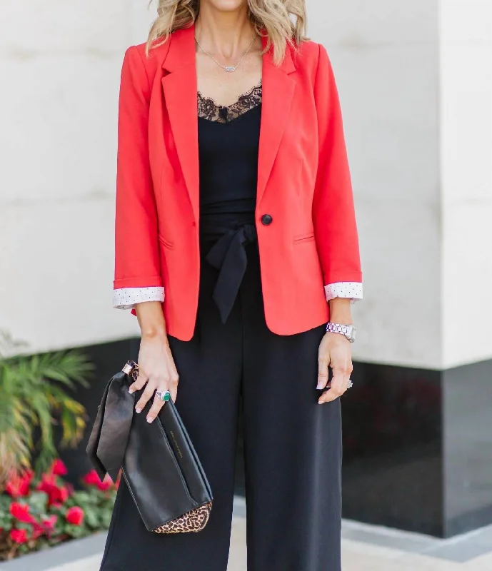 Versatile Style Wardrobe 3/4 Sleeve Crepe Blazer In Cayenne