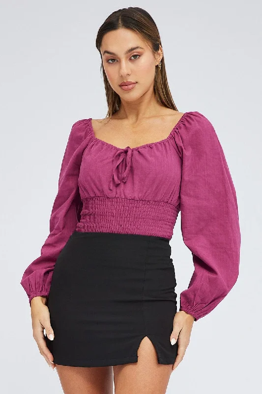 Timeless Elegance Redefined Purple Bodysuit Short Sleeve Sweetheart Neck