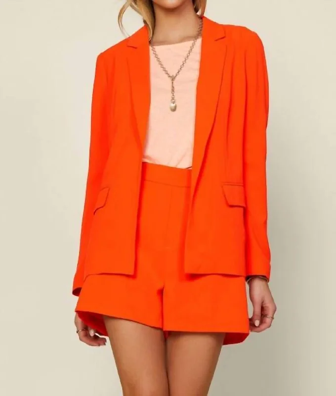 Limited Quantities Eco Friendly Long Sleeve Blazer In Neon Orange