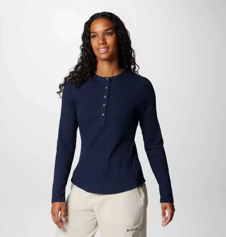 Trend Forward Threads Women's Brea Falls Henley Long Sleeve Shirt