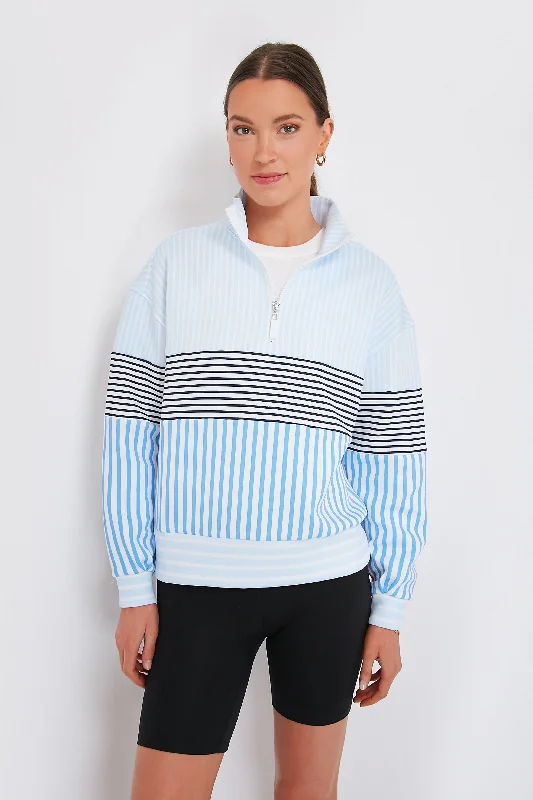 Trend Forward Threads For Her Multi Blue Varsity Quarter Zip