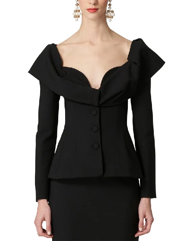 Must-Have Styles Carolina Herrera Button Front Structured Wool-Blend Jacket