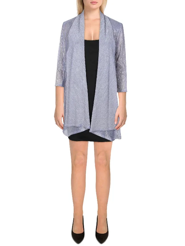 Limited Time Offer Petites Womens Metallic Drapey Duster Blazer