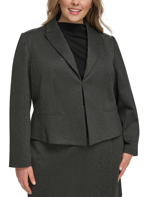 Stylish Looks Plus Womens Cropped Business Open-Front Blazer