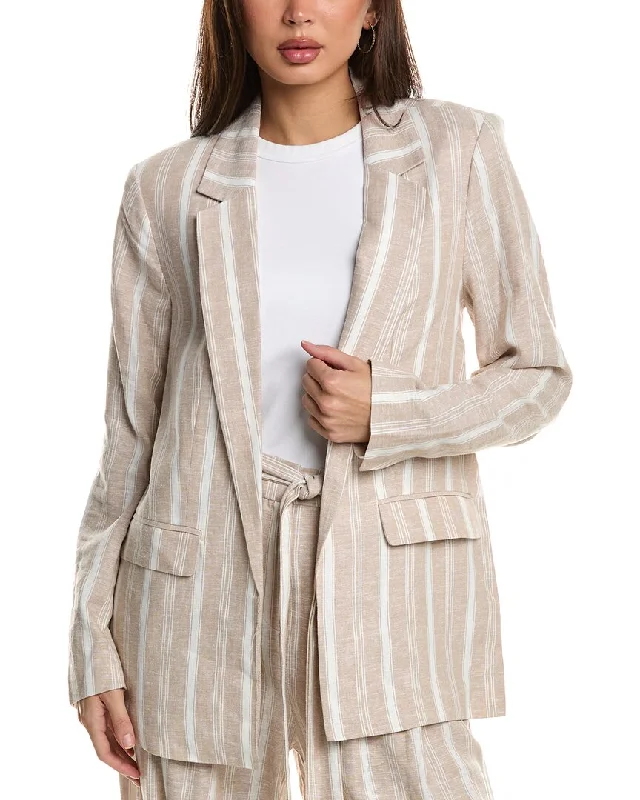 Boho - Chic Festival - Ready Style BCBG New York Yarn-Dye Stripe Linen-Blend Blazer