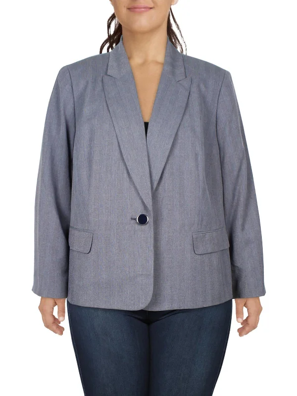 Exclusive Discount Plus Womens Pattern Polyester One-Button Blazer