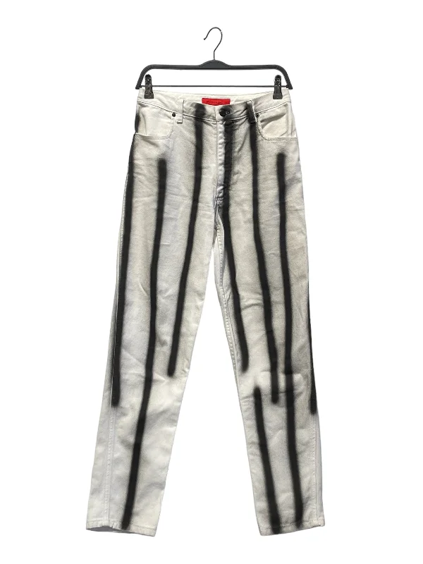 New Season Fashion Preview Sale ECKHAUS LATTA/Straight Pants/28/Stripe/Denim/WHT/spray paint line