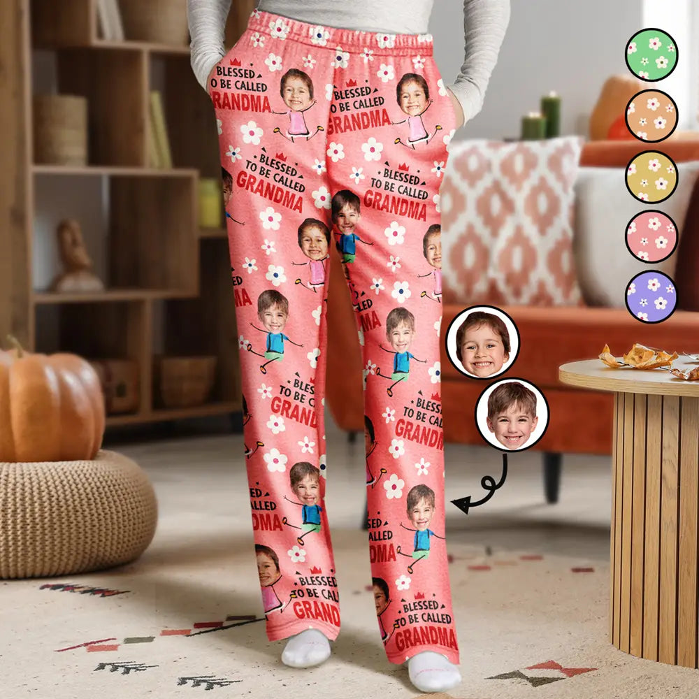 Big Savings On Minimalist Office Styles Custom Photo Bless To Be Called Grandma Nana Flower Pattern - Personalized Pajama Pants