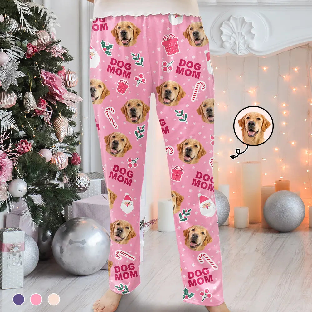 Elegant Style Custom Photo Dog Cat Mom Cute Pinky Girly Gift - Personalized Pajama Pants