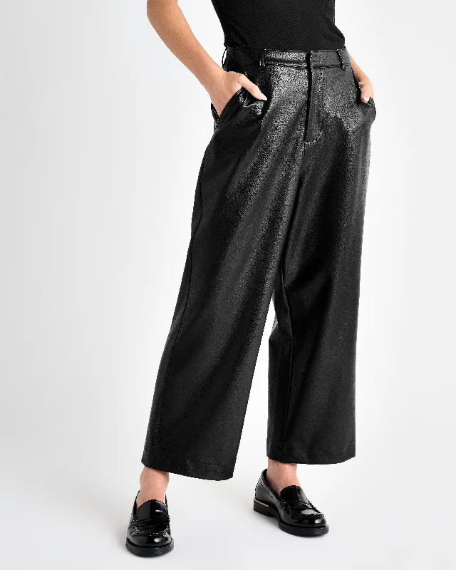 Trendy Street Style Attire VEGAN LEATHER ANKLE TROUSER