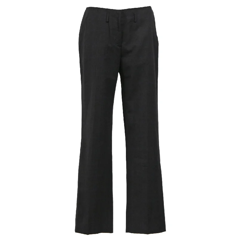 Comfortable Chic Prada Plaid Trousers in Dark Grey Wool