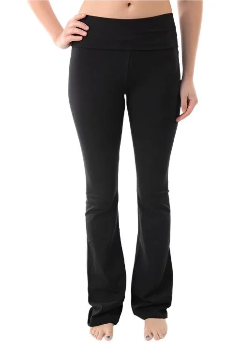 Update With Cottagecore Styles T-Party Fold Over Waist Solid Yoga Pants CJ7016