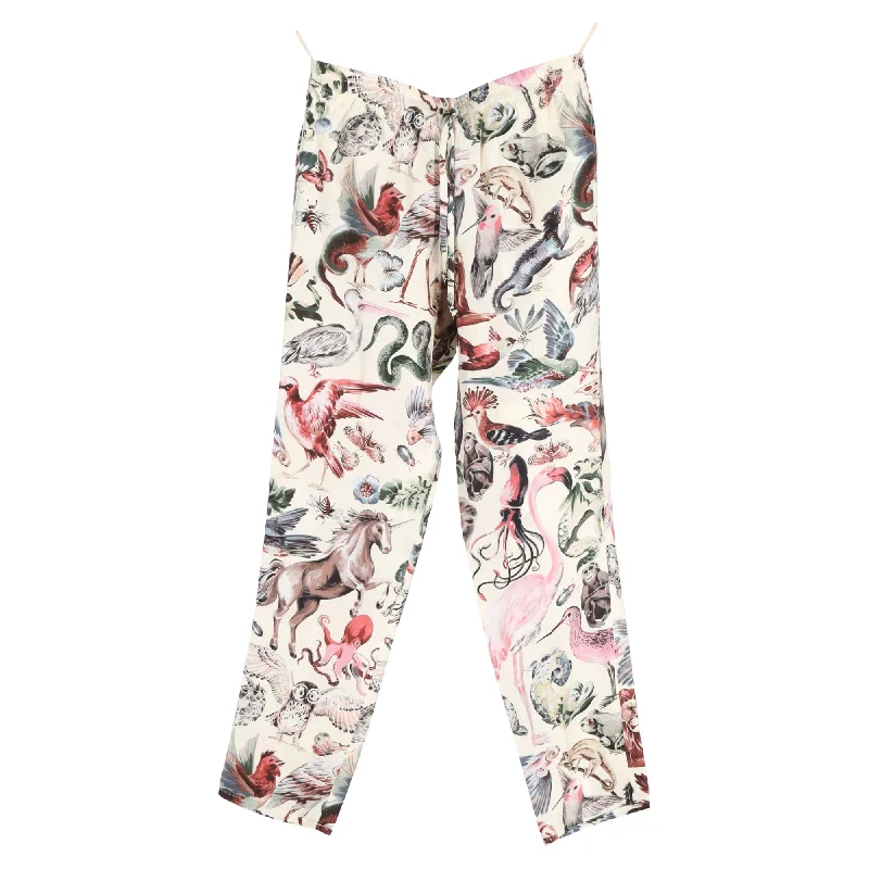 Limited Time Offer Valentino Garavani Safari Print Straight-Leg Pants in Multicolor Silk